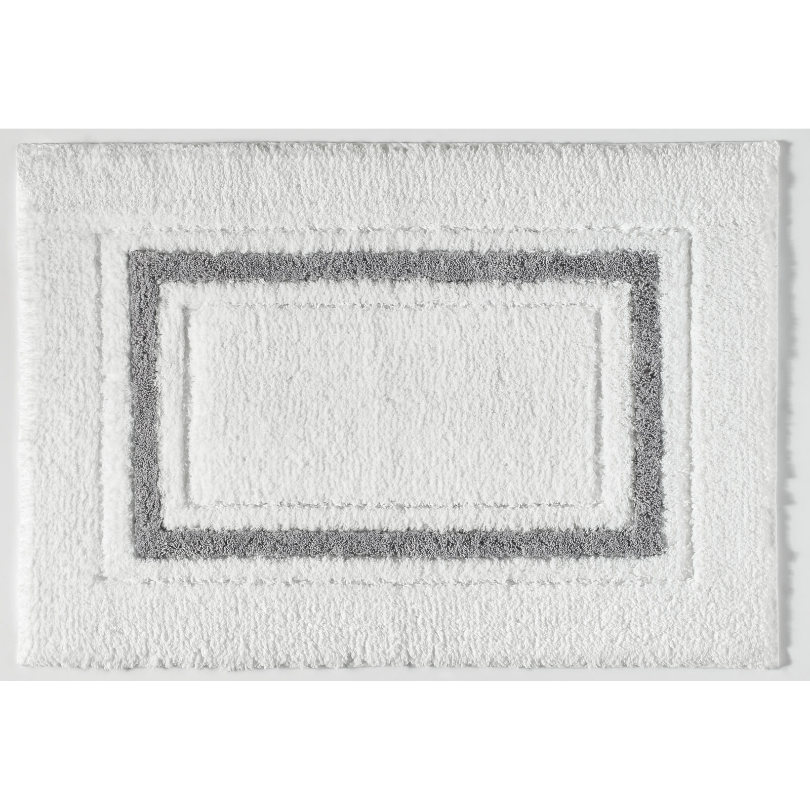 Louise Cotton Bath Rug, 20" W x 30" L, White/Charcoal