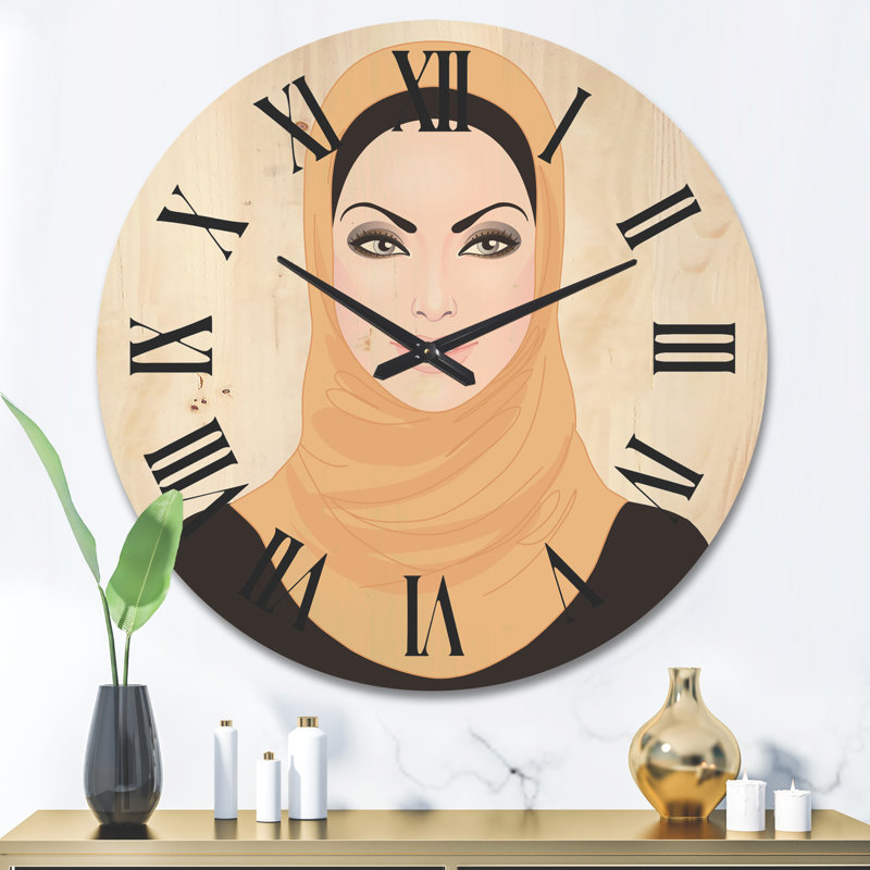 Horloge murale en bois Hijab, Grand