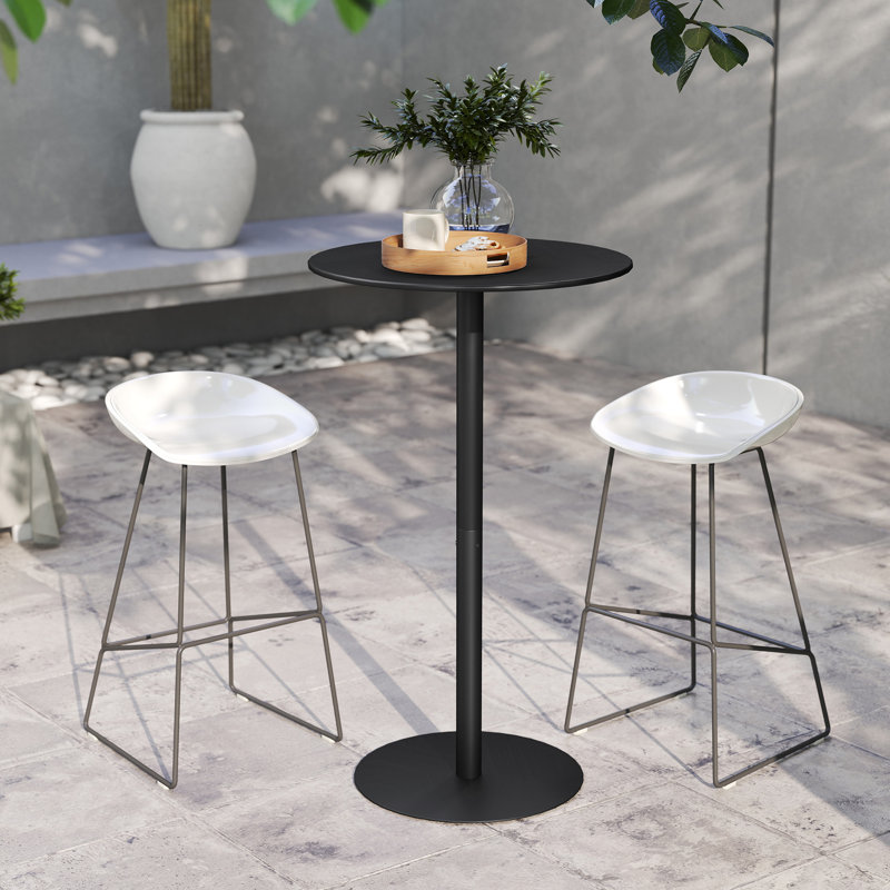 Table de bar ronde pour 2, table de pub moderne, , Noir