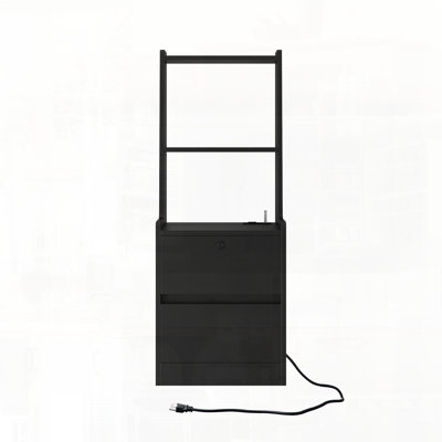 Table de chevet moderne avec station de charge, veilleuse et armoire de rangement