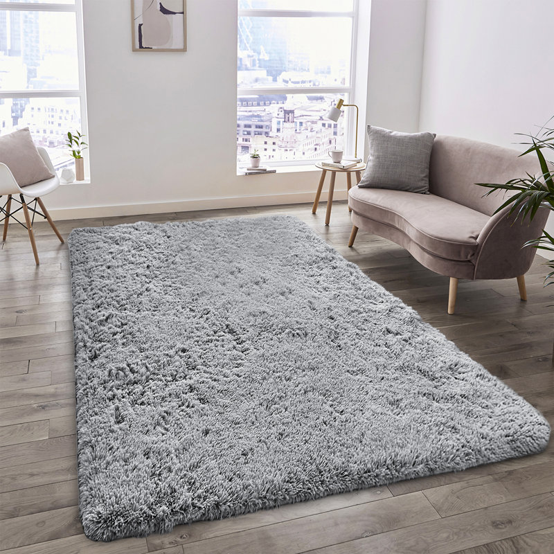 Soft Fluffy Grey Indoor/Outdoor Shaggy Area Rug – Luxurious Comfort & Stylish Design, Rectangle 4" x 6"