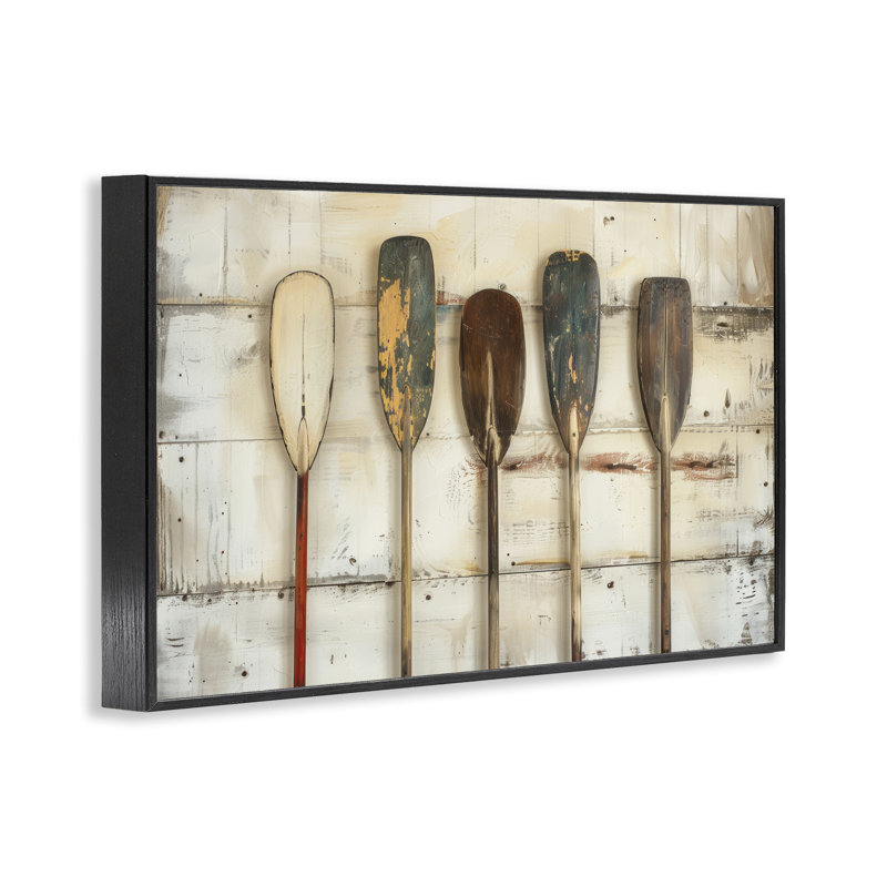 «Rustic Oar», estampe numérique par Arlington Prints, H 16 po x l 24 po, Giclée encadrée noir minuit