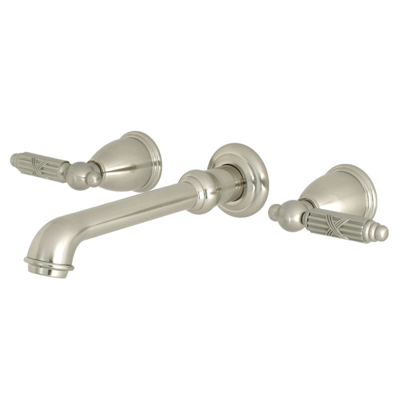 Robinet de salle de bain fixé au mur Georgian, Nickel brossé
