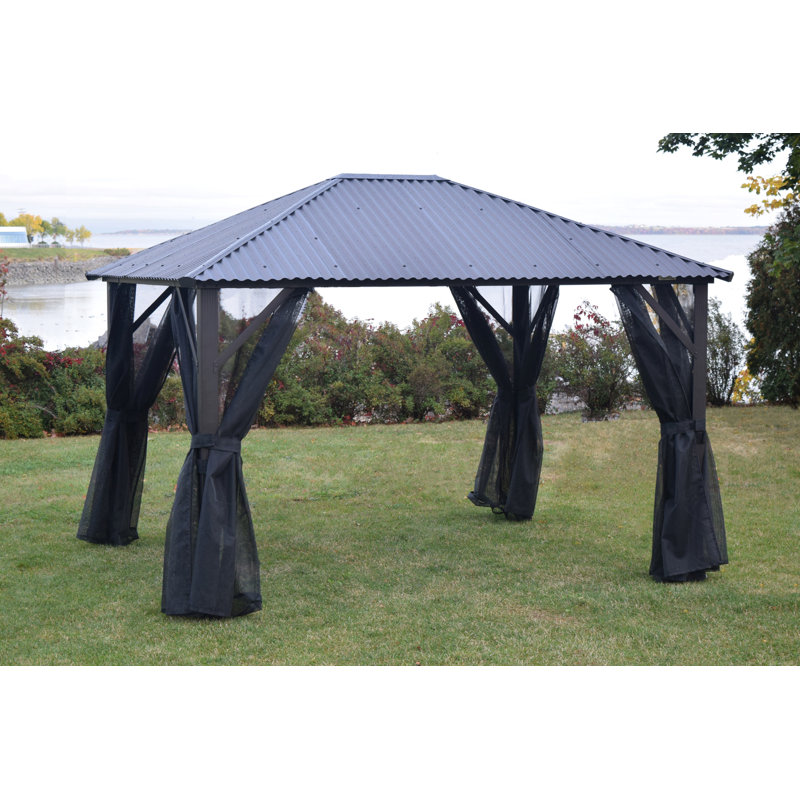 Rideaux latéraux noirs pour pavillon de jardin 12 x 16
