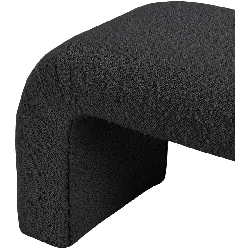 Itzy Boucle Upholstered Bench, Black Boucle Fabric, 17.5" H x 28" W x 15.5" D