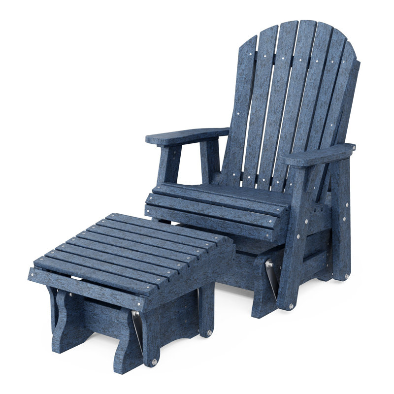 Fauteuil oscillant simple avec repose-pieds Delja, Bleu patriote