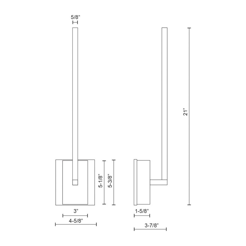 Pandora LED Armed Sconce, 21" H x 4.625" W x 3.875" D, White