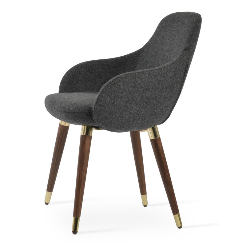 Gazel Wood Armchair in Wool, Dark Gray