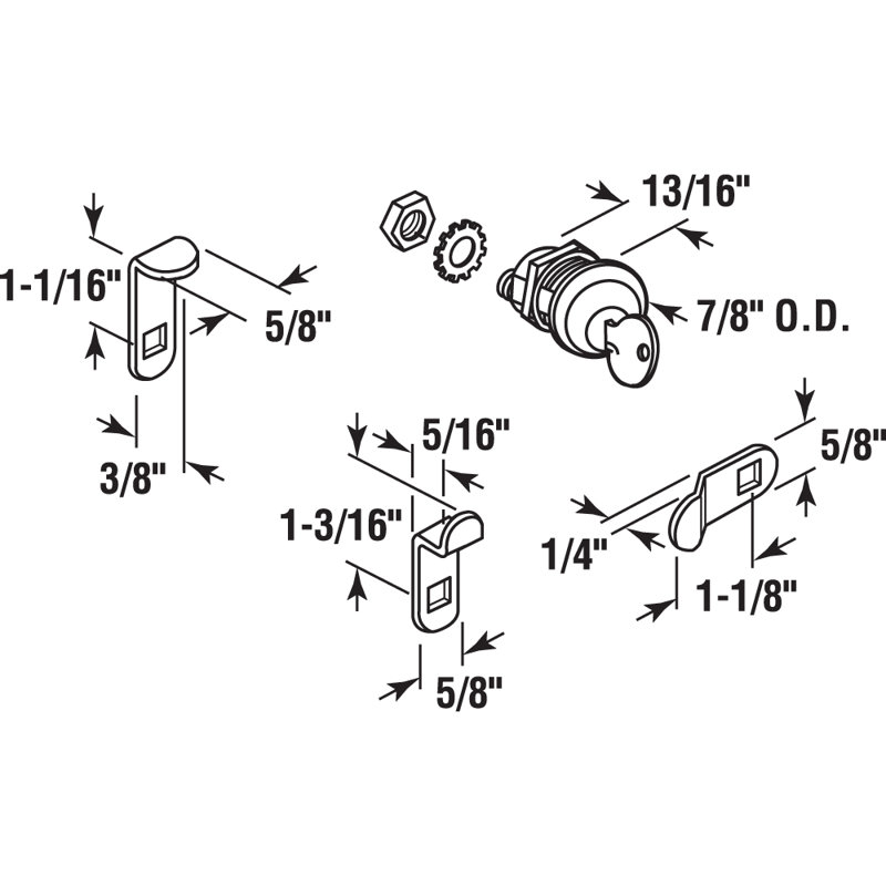 Metal Lock, 3.85" H x 2.4" W x 1.25" D