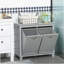 Armoire de trieur de linge inclinable, organisateur de rangement de salle de bain avec panier inclinable à deux compartiments, gris