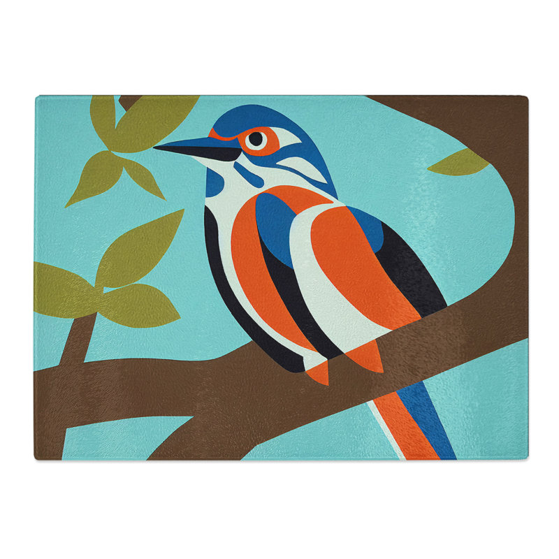Kingfisher Bird Abstract Vol.2  Glass Chopping Board