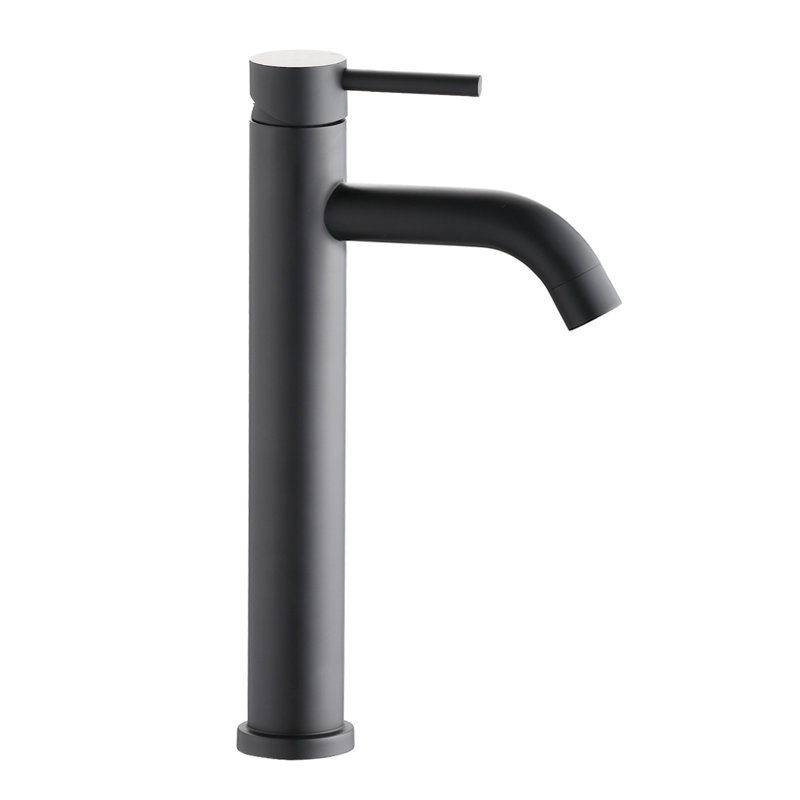 Robinet de lavabo de salle de bain 1 trou - Noir mat, acier inoxydable, structure moderne, design noir, Noir mat