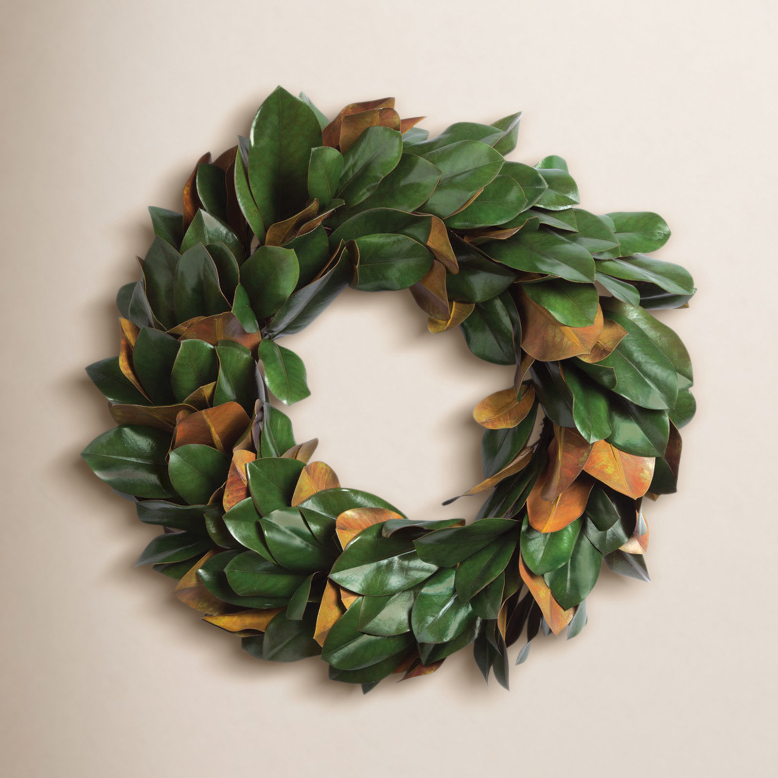 Barrigan Handcrafted Faux Magnolia Metal Wreath, 30" H x 30" W x 6" D