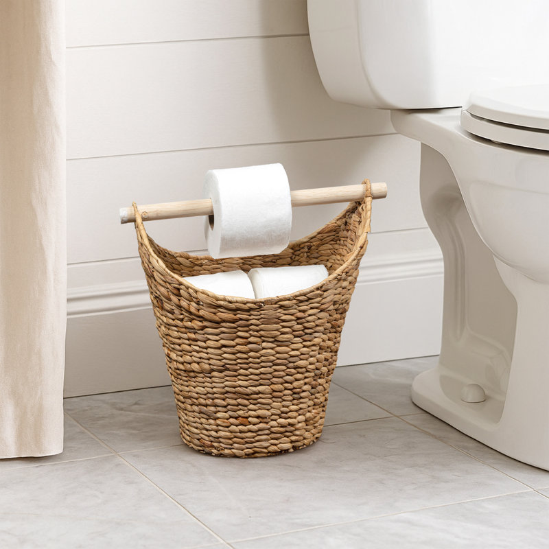 Panier à papier hygiénique en jacinthe d'eau tissé à la main Talia Classic, Naturel