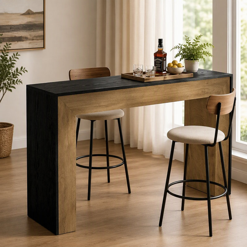 Table de bar à hauteur de comptoir de 63 po, table de salle à manger industrielle moderne avec base robuste pour bar de cuisine ou de maison