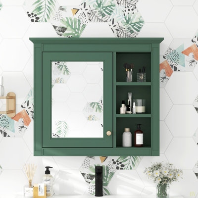 30'' X 28'' Medicine Cabinet, Wall Mounted Bathroom Storage Cabinet, Modern Bathroom Wall Cabinet With Mirror,Medicine Cabinet,  Mirror Cabinet With 3 Open Shelves (Not Include Bathroom Vanity )