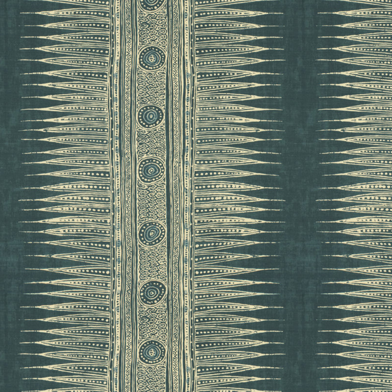 Hollyhock II Indian Zag Fabric, Indigo