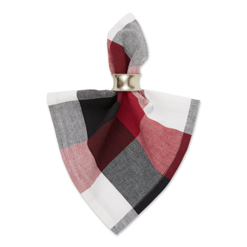 Betzabel Cotton Checkered Square Napkin, Cardinal Red