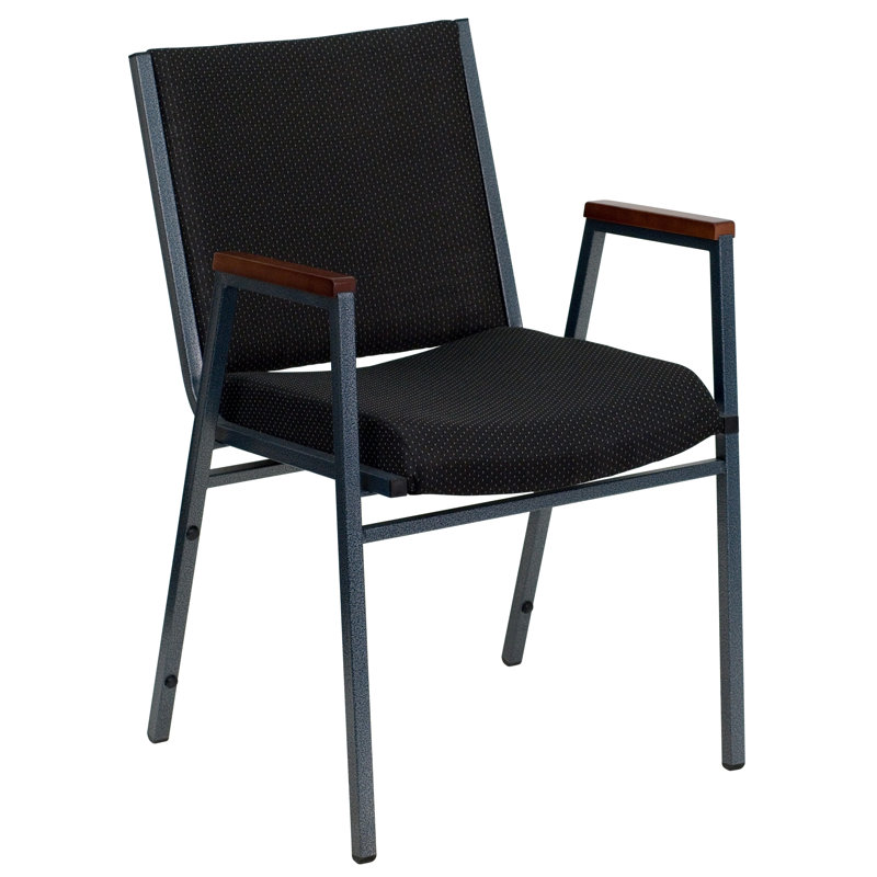 Hercules Series Black Dot Fabric Stacking Reception Chair with Arms