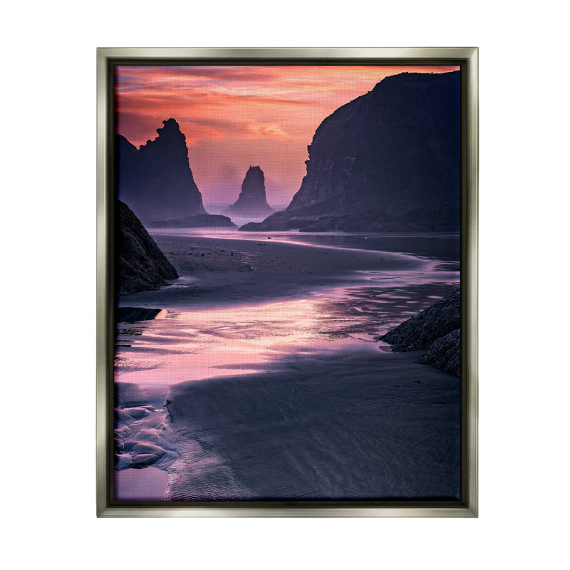 «Vivid Sunrise Beach Foam Shore» par Rick Berk - photographie, H 21 po x l 17 po x P 1,7 po, Cadre flottant gris lustré