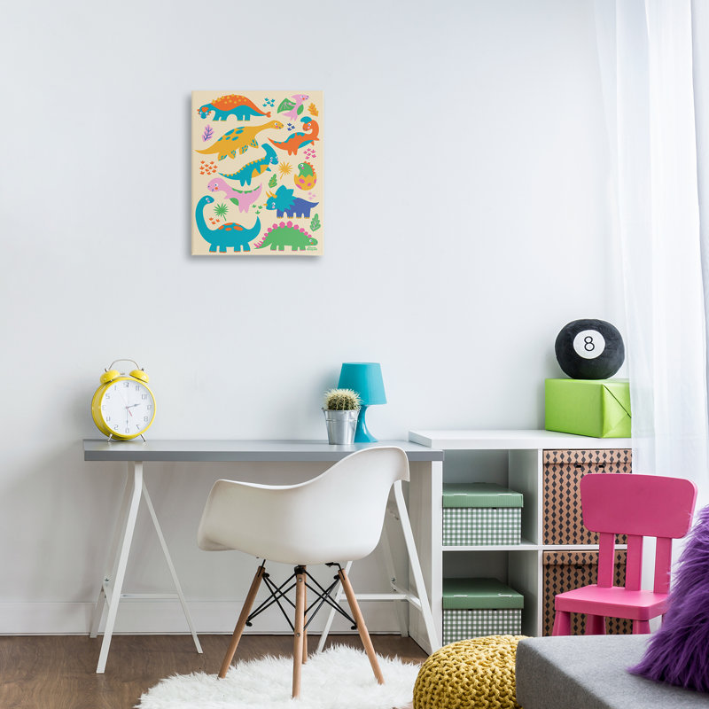 Cute Whimsy Dinos Canvas Wall Art by Carrie Cantwell bp-972_CN, H 20 po x l 16 po
