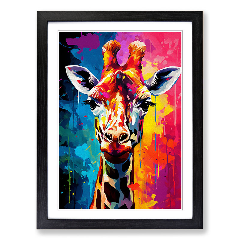 Giraffe Pop - Framed Print, Black, 46cm H x 34cm W x 2cm D