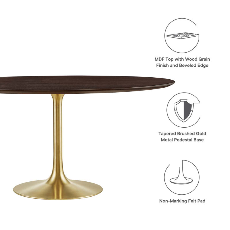 Round Gold Cherry Walnut 60" Wood Dining Table