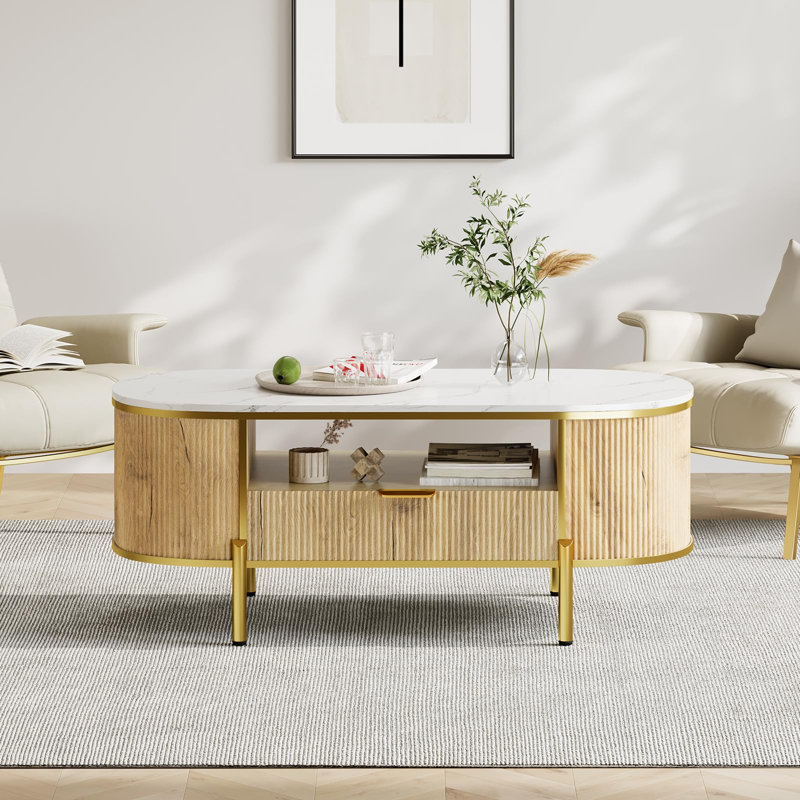 Coffee Table, White/Natural