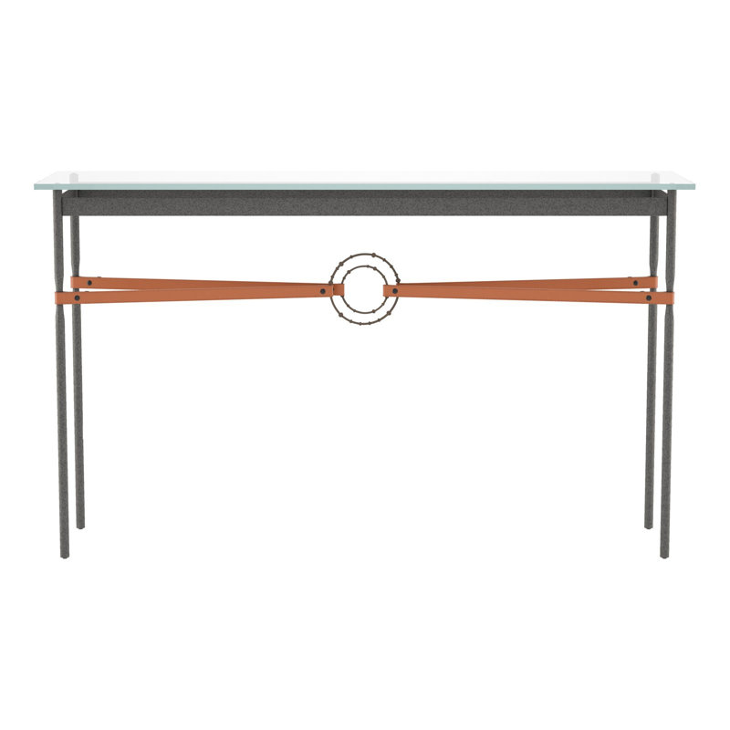 Console Equus, Fer naturel, Bronze, Cuir brun britannique