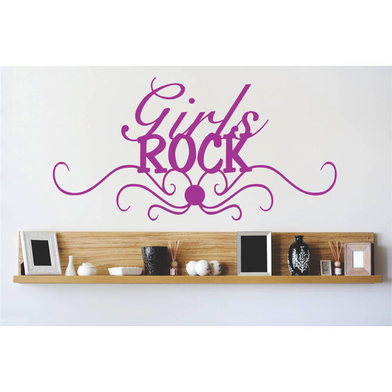 Décalcomanie murale filles rock, H 12 po x l 30 po x P 0,16 po, Rose / Noir