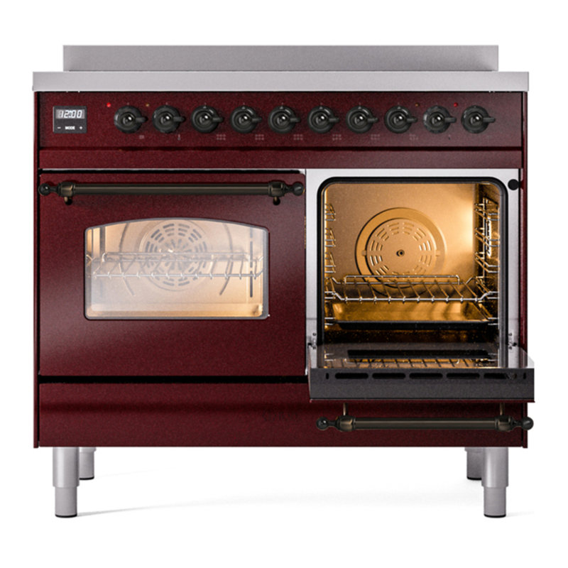 ILVE Nostalgie II 40 in Induction Range, Burgundy/Bronze