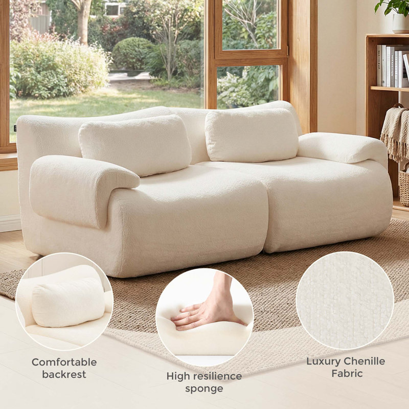 Boneless Modular Cloud Couch Sofa,Chenille Sectional Sofa, Modern Minimalist Design for Living Room, Deep Seat & Supportive Back, Non-Slip Base, No Assembly Required