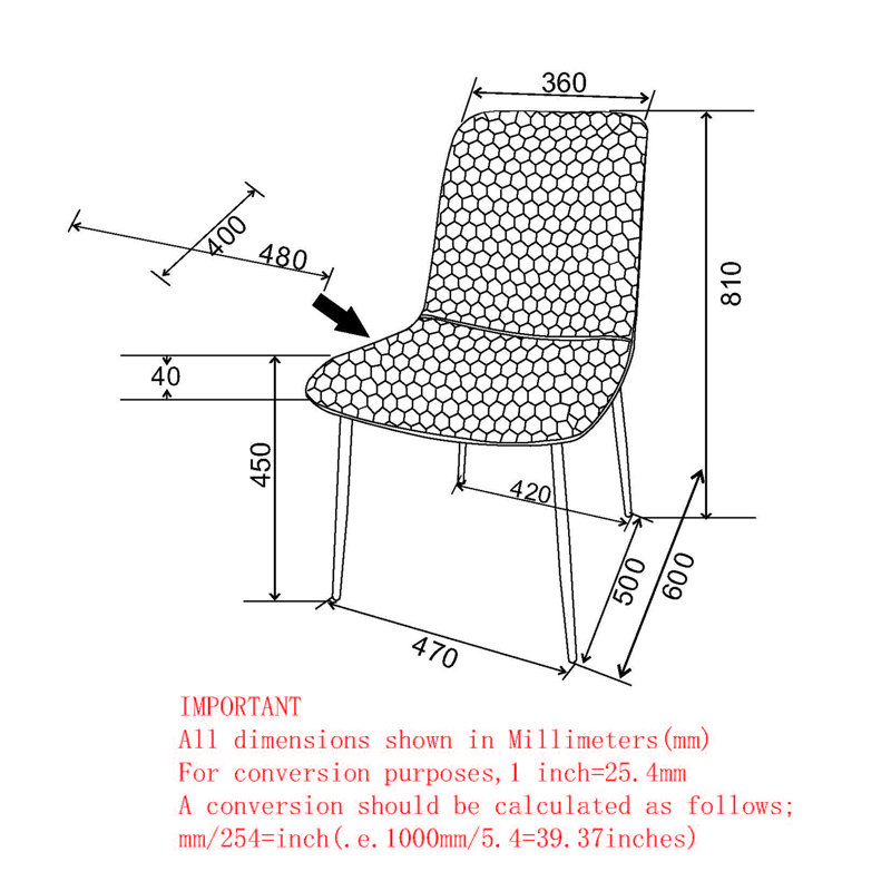 Chaise d'appoint rembourrée Lirael, Noir