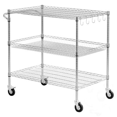 Rolling 3 Tier Bar Cart with Shelves