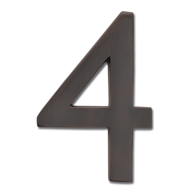 Numéro de maison à fixation affleurante, Cuivre foncé, Quatre, 5 pouces