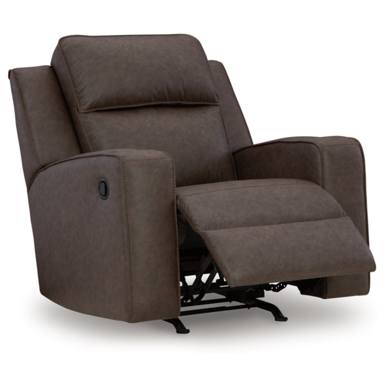 Stockley Faux Leather Recliner, Brown Faux Leather