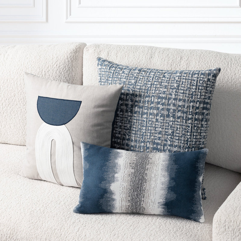 Channel Woven Square Accent Pillow Cover & Insert, Noir, Square 20"