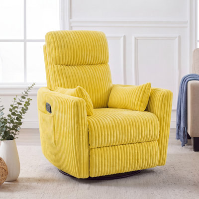 Swivel Rocker Recliner with 8-Point Massage, 90°–150° Manual Recline, Curved Armrests & Plush Pillows