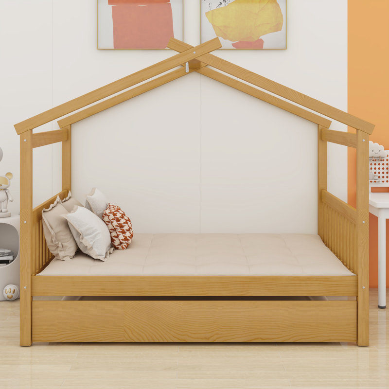 Lit en bois avec couchette, Naturel