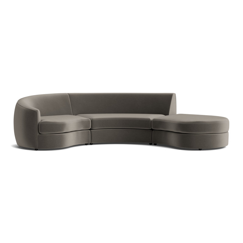 Giselle 3-Piece Left Arm Sectional, Performance Velvet - Graphite