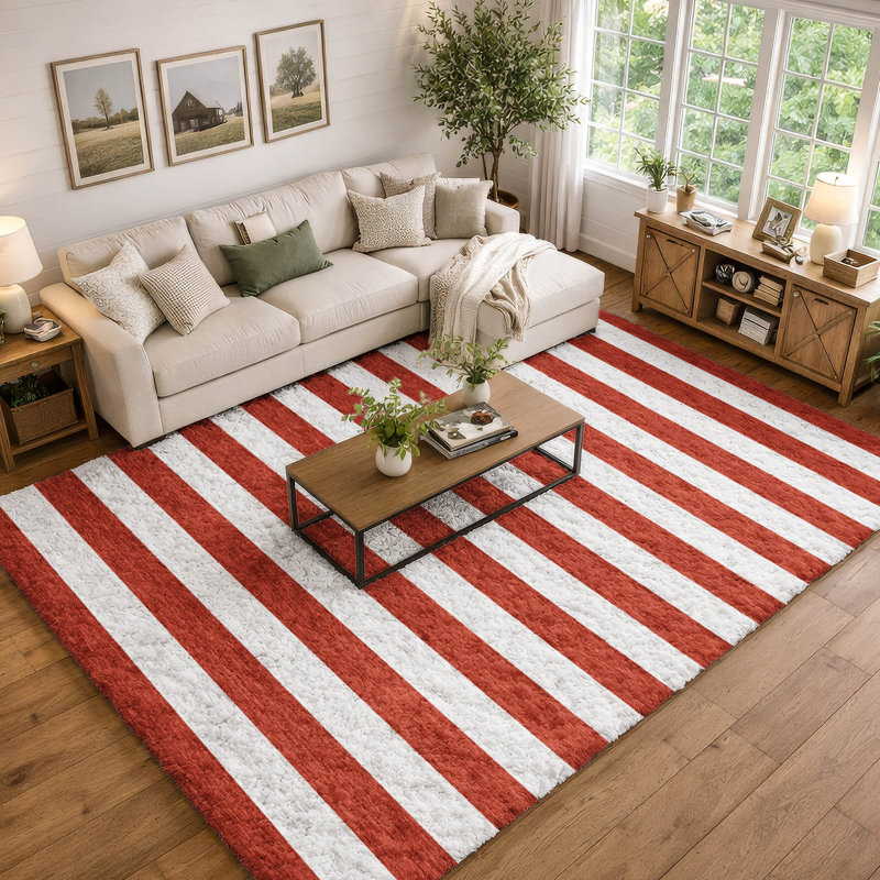 Tapis à poils longs de qualité supérieure lavable à la machine Dream ADS528, Rouge, 3 pi x 5 pi