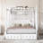Queen Size Metal Canopy Platform Bed With Upholstered Headboard And Two Storage Drawers