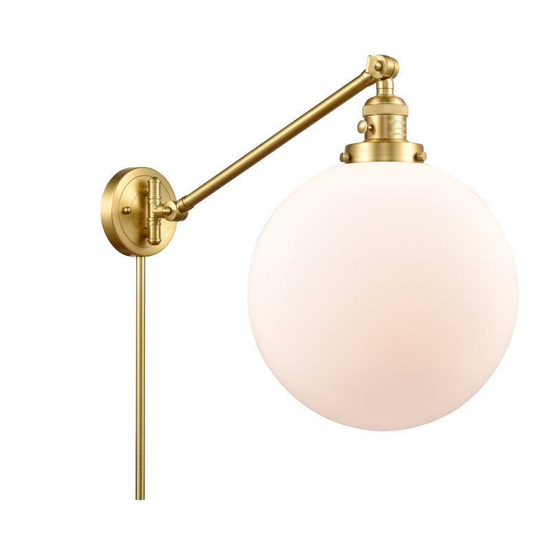 Swing Arm Sconce, Matte White, Satin Gold