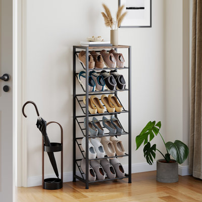 6-12 Pair Stackable Shoe Rack, Slanted Shoe Organizer for Entryway