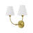 2 - Light Vintage Linen Fabric Shade Double Wall Sconce