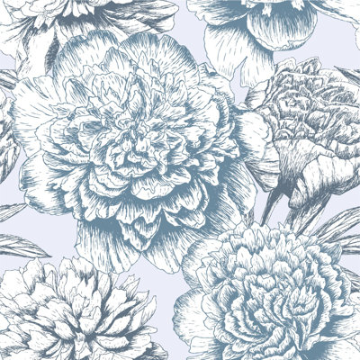 Grey Peonies Wallpaper Floral Tile
