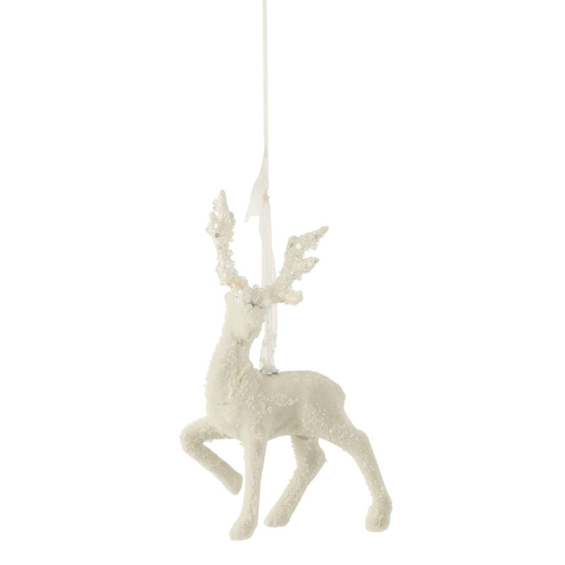 Piper Reindeer Glitter Hanging Figurine Ornament, White