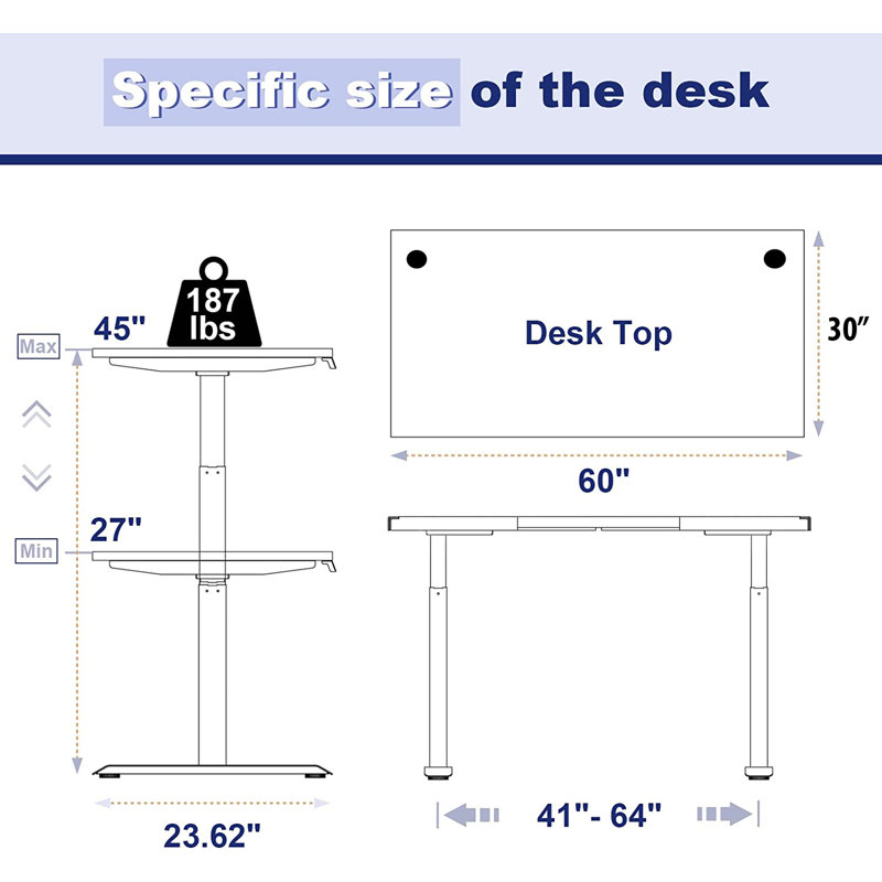 Midtown Value Height Adjustable Standing Desk, Single Motor, 60x30, Charcoal Strand Top with Black Frame, Burnt Strand/Black