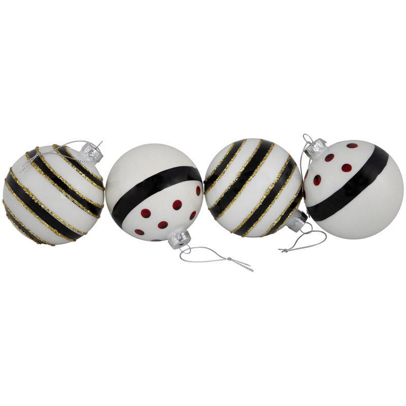 3'' Striped Glass Ball Ornament
