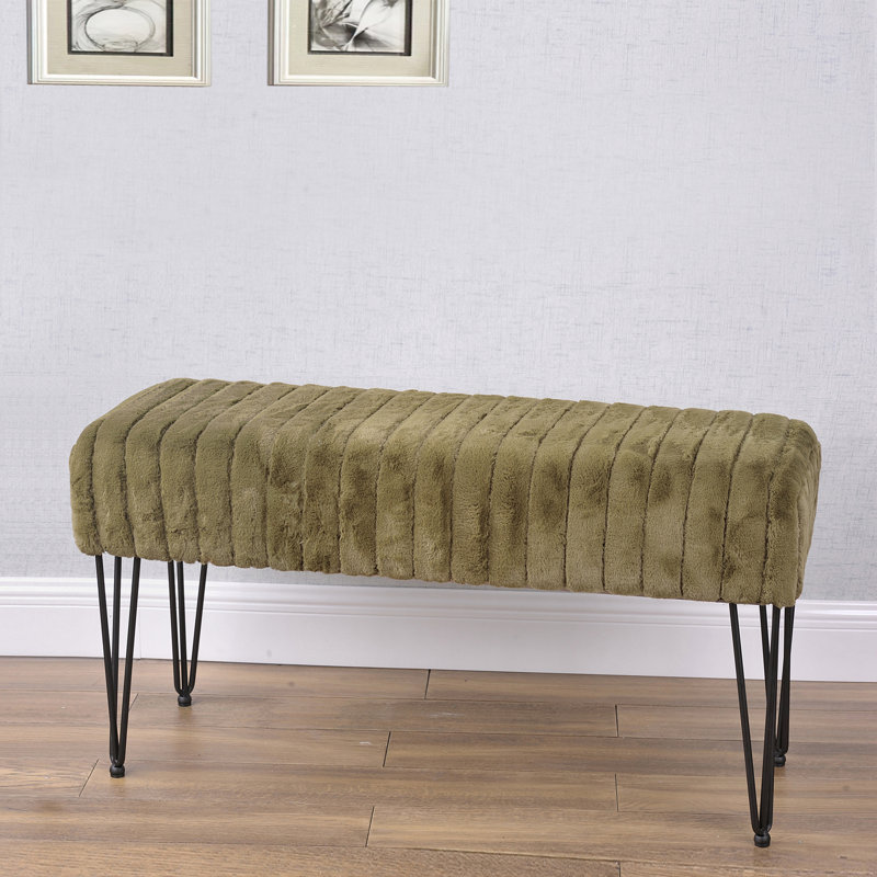 Dugan Upholstered Ottoman, Olive 